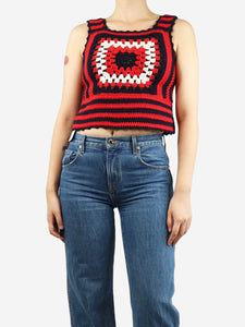 Miu Miu Navy blue and red crochet vest - size UK 8