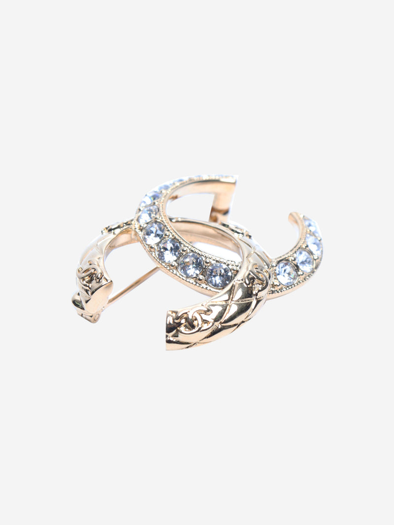 Gold CC diamante brooch Brooches Chanel 
