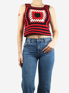 Miu Miu Navy blue and red crochet vest - size UK 8