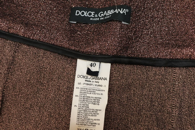 Purple high-waisted lamé trousers - size UK 8 Trousers Dolce & Gabbana 