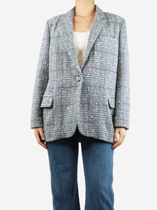 Isabel Marant Etoile Blue tweed check blazer - size UK 8