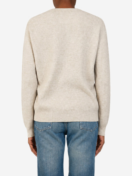 Neutral ribbed cashmere jumper - size S alternate image