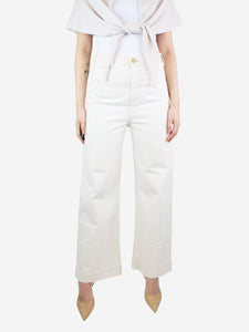 G. Cream high-waisted wide-leg trousers - size UK 12