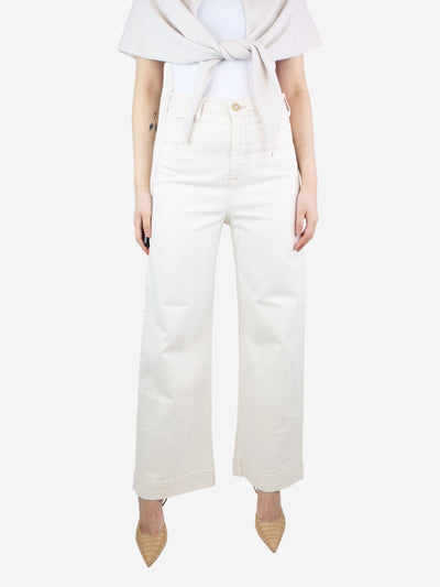 Cream high-waisted wide-leg trousers - size UK 12 Trousers G. 