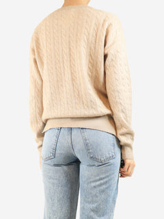 Neutral v-neck cable-knit sweater - size XL Knitwear Brunello Cucinelli 