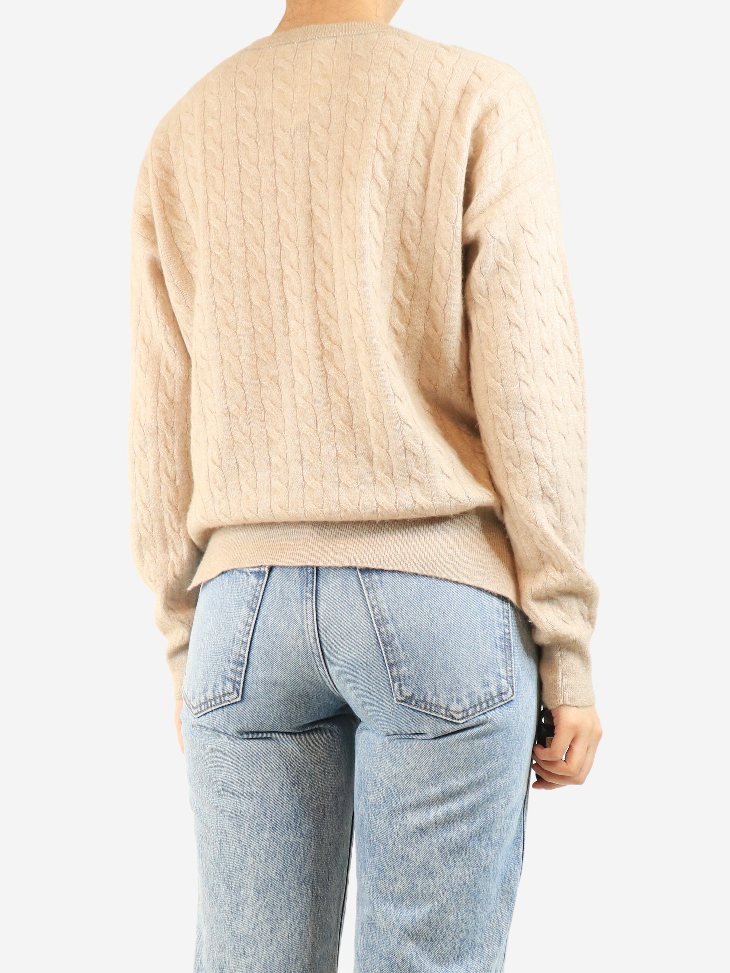 Neutral v-neck cable-knit sweater - size XL Knitwear Brunello Cucinelli 