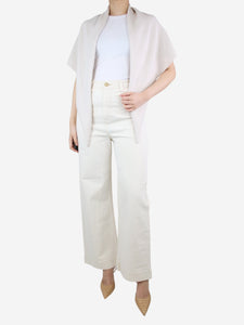 G. Cream high-waisted wide-leg trousers - size UK 12