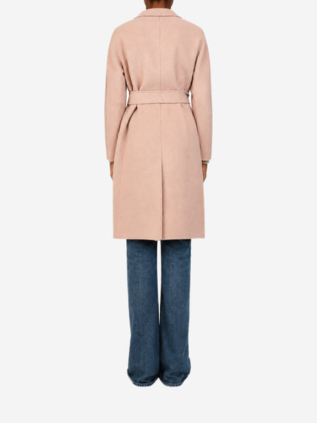 Pink belted wool midi coat - size UK 6 alternate image