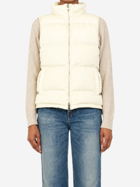 Cream vintage nylon puffer gilet - size UK 12 product image