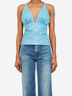 Blue embellished Vianna halterneck top - size XS Tops Idah 