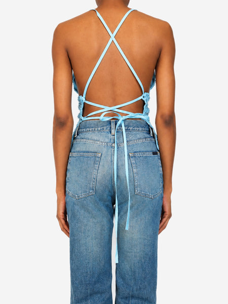 Blue embellished Vianna halterneck top - size XS alternate image