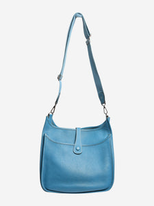Hermes Bleu Jean Evelyne PM bag in Clemence leather