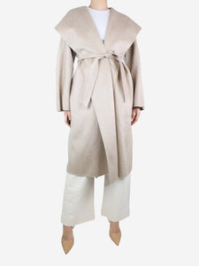 Max Mara Neutral cashmere hooded coat - size UK 12