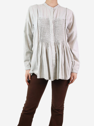 Light grey cotton blouse - size L Tops Bamford 