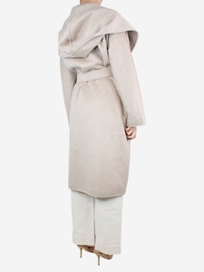 Max Mara Neutral cashmere hooded coat - size UK 12