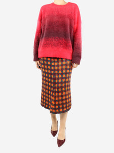 Miu Miu Multicolour midi checked knit skirt - size UK 8