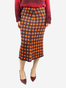 Miu Miu Multicolour midi checked knit skirt - size UK 8