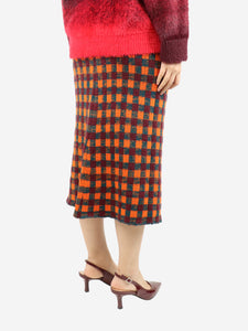 Miu Miu Multicolour midi checked knit skirt - size UK 8