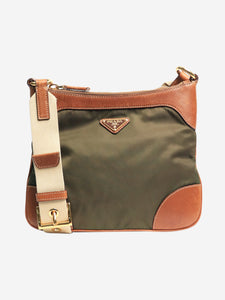 Prada Prada Khaki nylon and leather shoulder bag