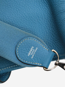 Hermes Bleu Jean Evelyne PM bag in Clemence leather