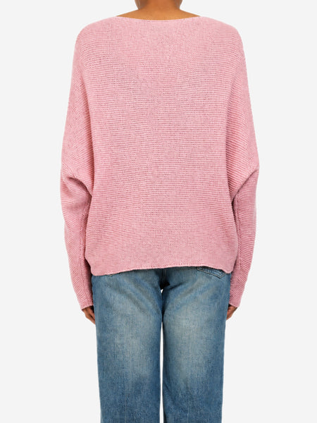 Pink cashmere and silk boatneck knit jumper - size XS alternate image