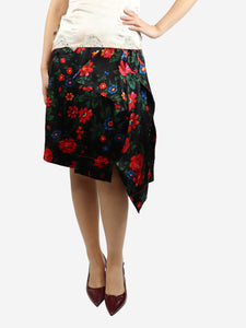 Celine Black floral midi skirt - size UK 10