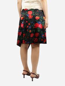 Celine Black floral midi skirt - size UK 10