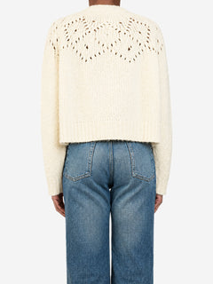 Cream Triomphe pointelle alpaca crew neck jumper - size XS Knitwear Celine 