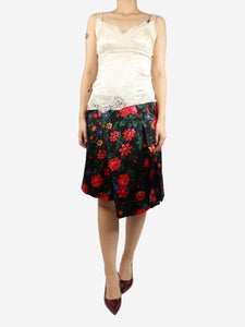 Celine Black floral midi skirt - size UK 10