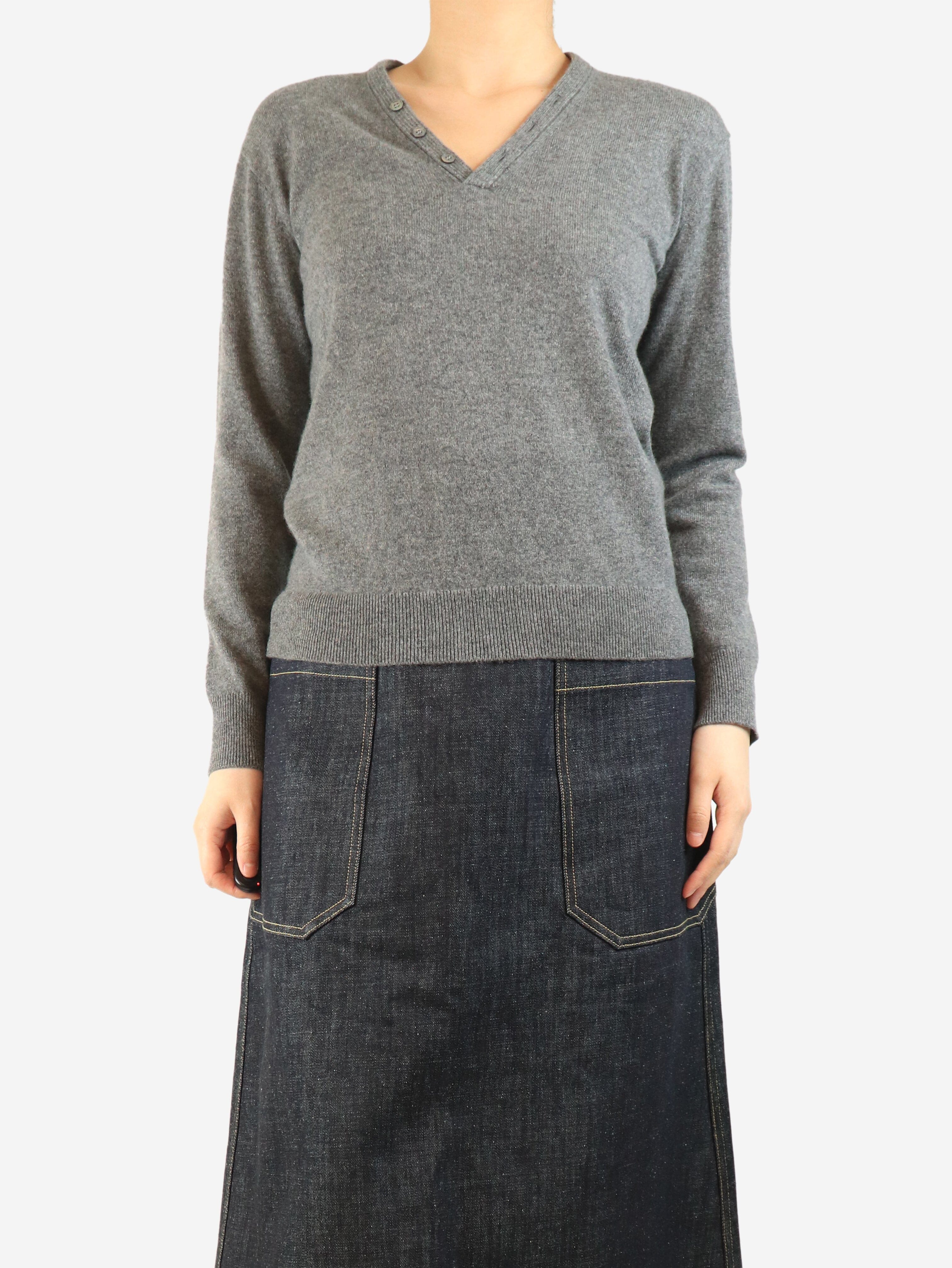 Grey cashmere v-neck jumper - size S Knitwear Theory 