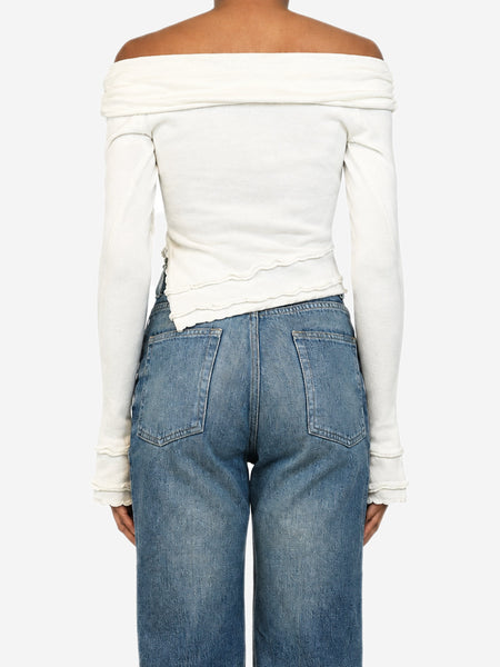 White Soler fold over knit top - size S alternate image