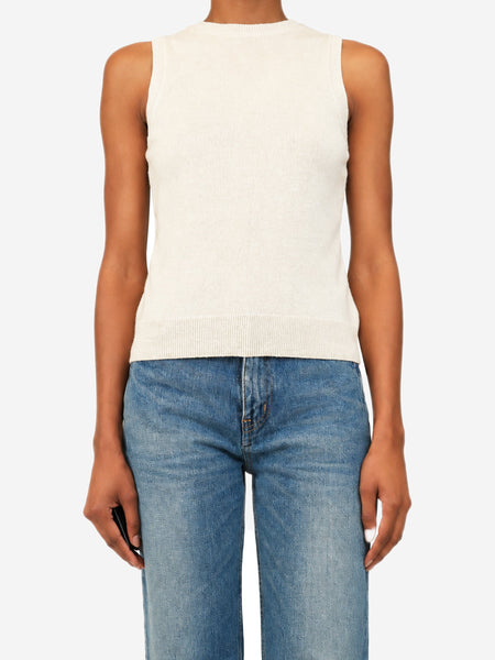 Cream cashmere sleeveless knit top - size XS product image