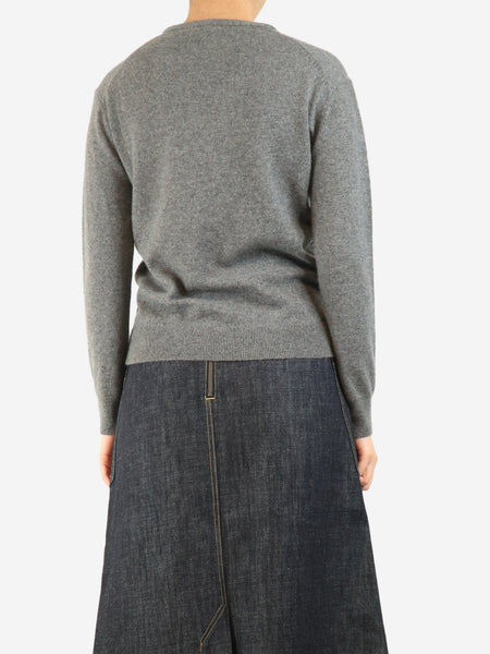 Grey cashmere v-neck jumper - size S alternate image
