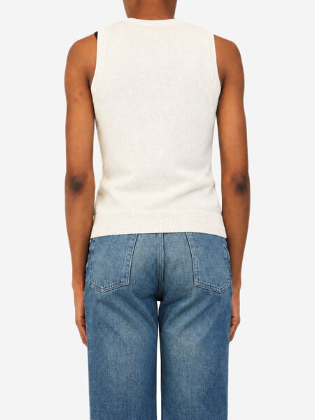 Cream cashmere sleeveless knit top - size XS alternate image