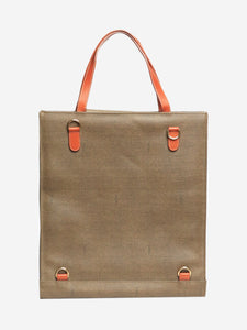 Fendi Khaki embossed logo shopping tote