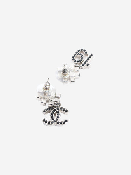 Silver and black CC 19 earrings alternate image