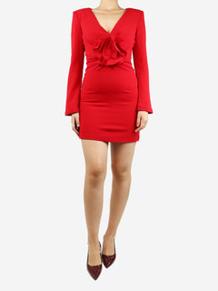 Roland Mouret Red long-sleeved light Cady mini dress - size UK 6 Dresses Roland Mouret 