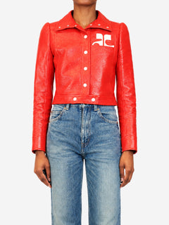 Red Re-Edition vinyl jacket - size UK 8 Coats & Jackets Courreges 