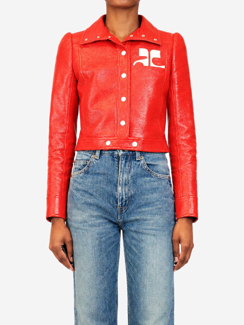 Red Re-Edition vinyl jacket - size UK 8 Coats & Jackets Courreges 