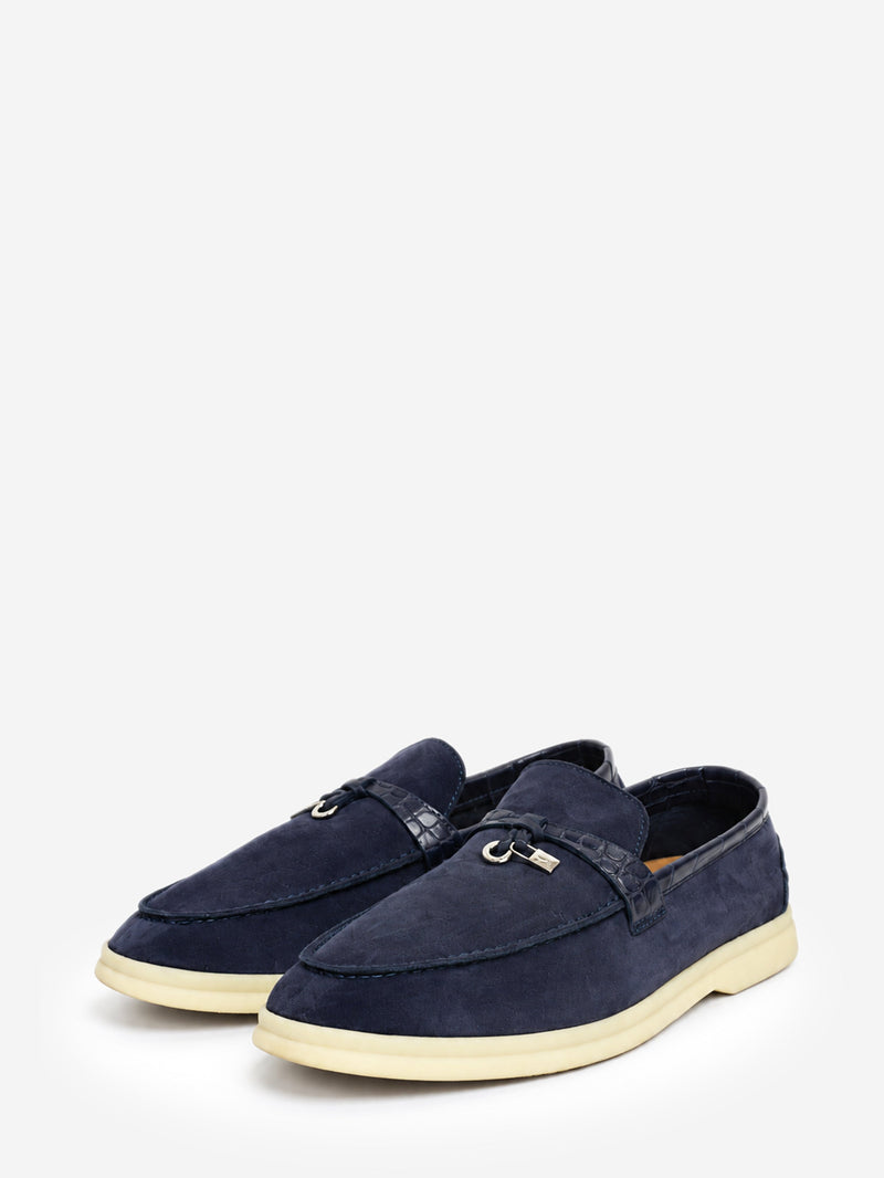 Navy suede Summer Charms Walk loafers - size EU 39.5 Shoes Loro Piana 