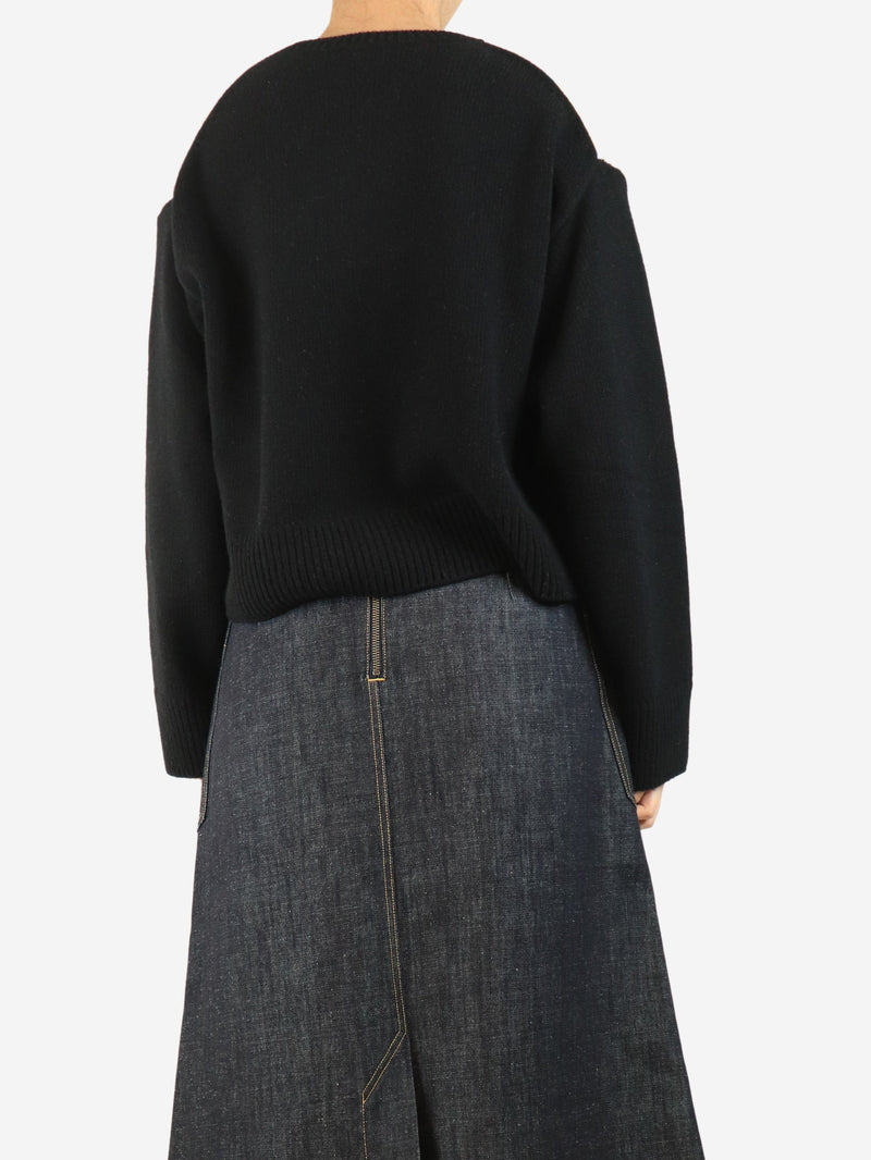 Black cropped Argyle jumper - size S Knitwear Ganni 
