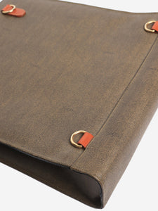 Fendi Khaki embossed logo shopping tote