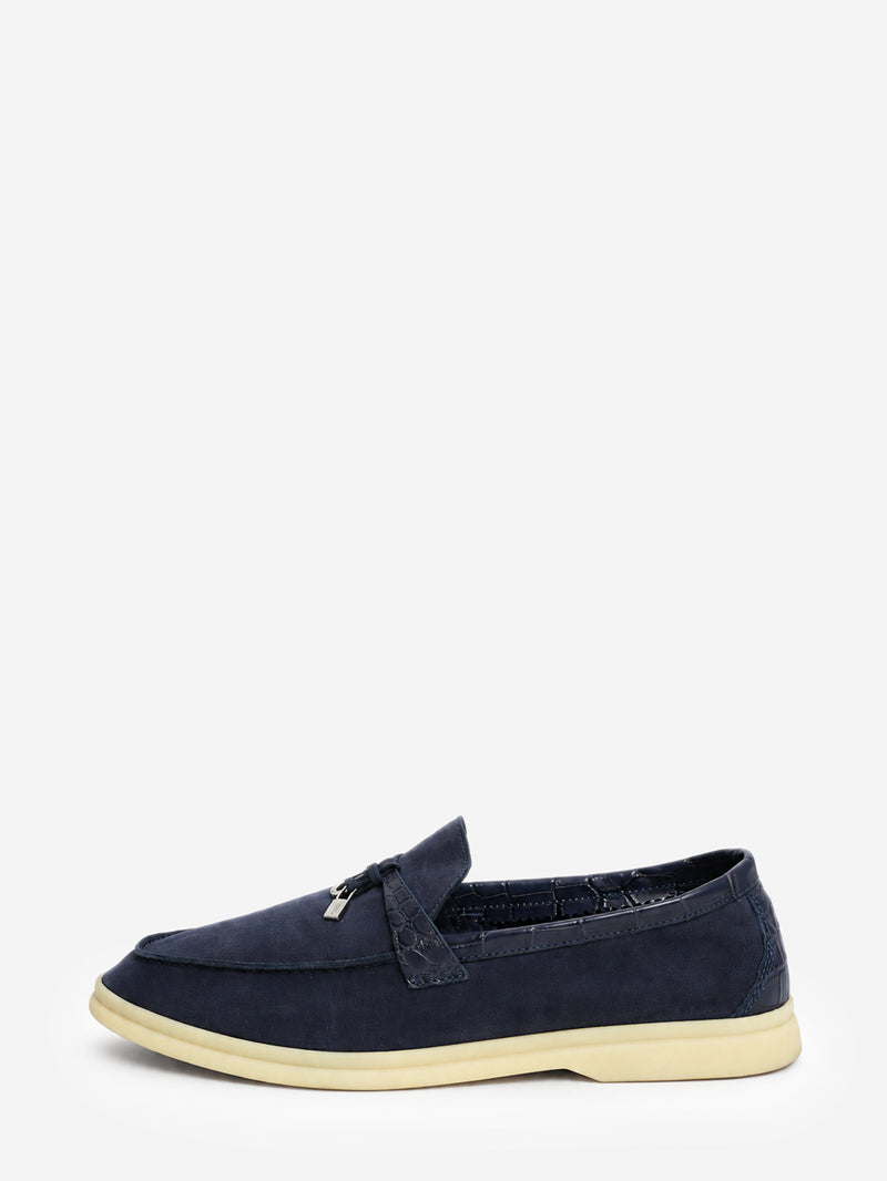 Navy suede Summer Charms Walk loafers - size EU 39.5 Shoes Loro Piana 