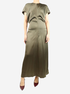 Toteme Khaki cap-sleeve maxi dress - size UK 10