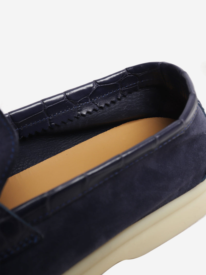 Navy suede Summer Charms Walk loafers - size EU 39.5 Shoes Loro Piana 