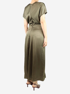 Toteme Khaki cap-sleeve maxi dress - size UK 10