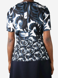 Marni Blue short-sleeved floral printed top - size UK 10