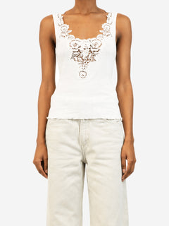 White ribbed guipure lace tank top - size XS Tops Chloe 