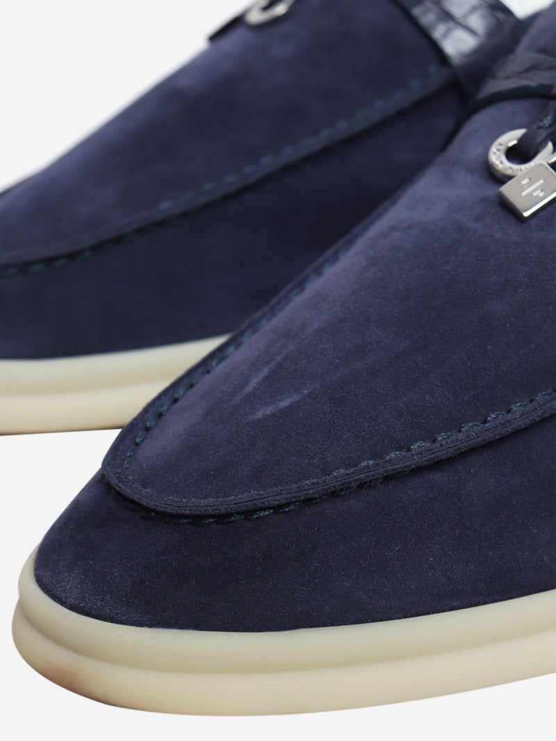 Navy suede Summer Charms Walk loafers - size EU 39.5 Shoes Loro Piana 