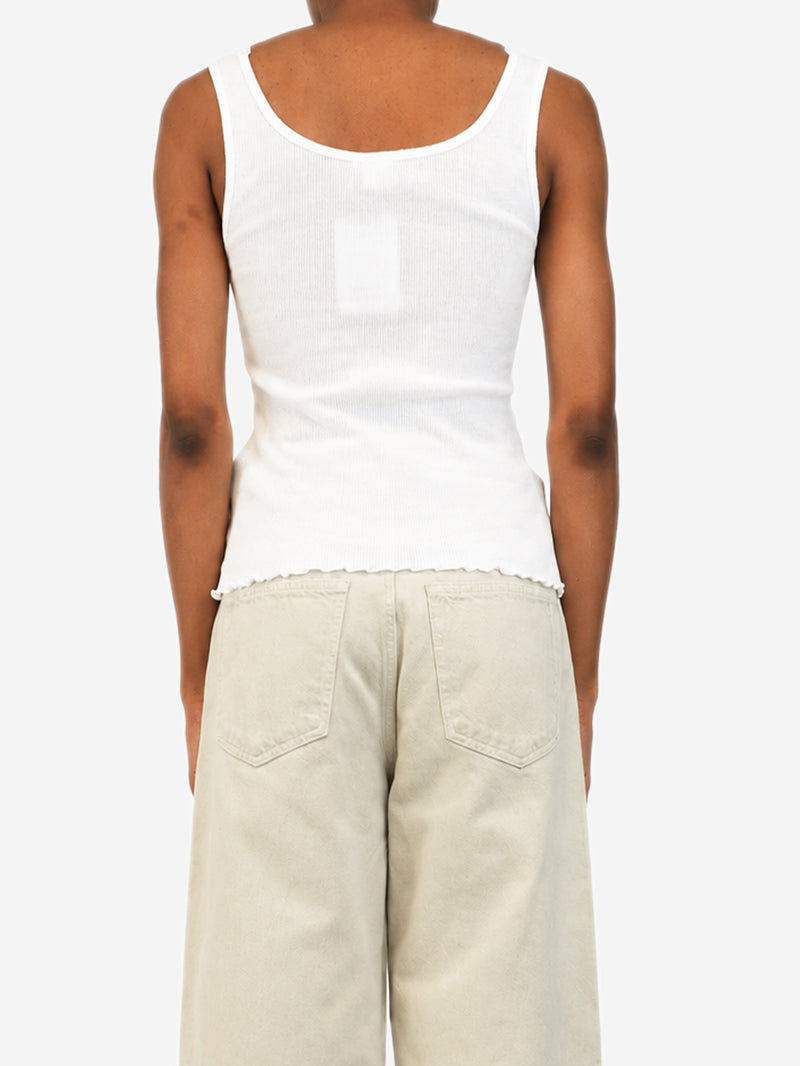 White ribbed guipure lace tank top - size XS Tops Chloe 